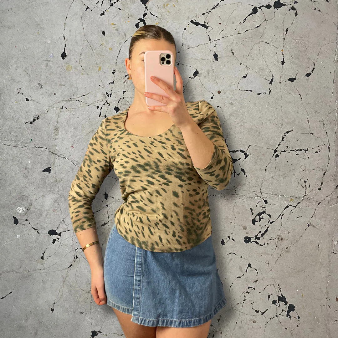 Y2K Animal Print Mesh Fitted Top - Image 3